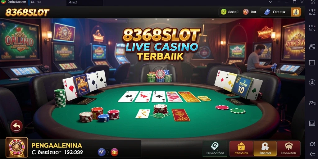Tampilan gameplay menarik dari 8368SLOT yang menampilkan dealer langsung.