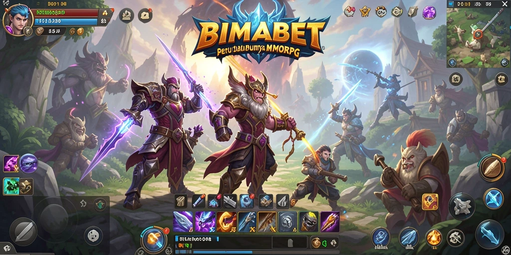 Screenshot gameplay dari BIMABET menampilkan pertarungan epik dalam dunia MMORPG.