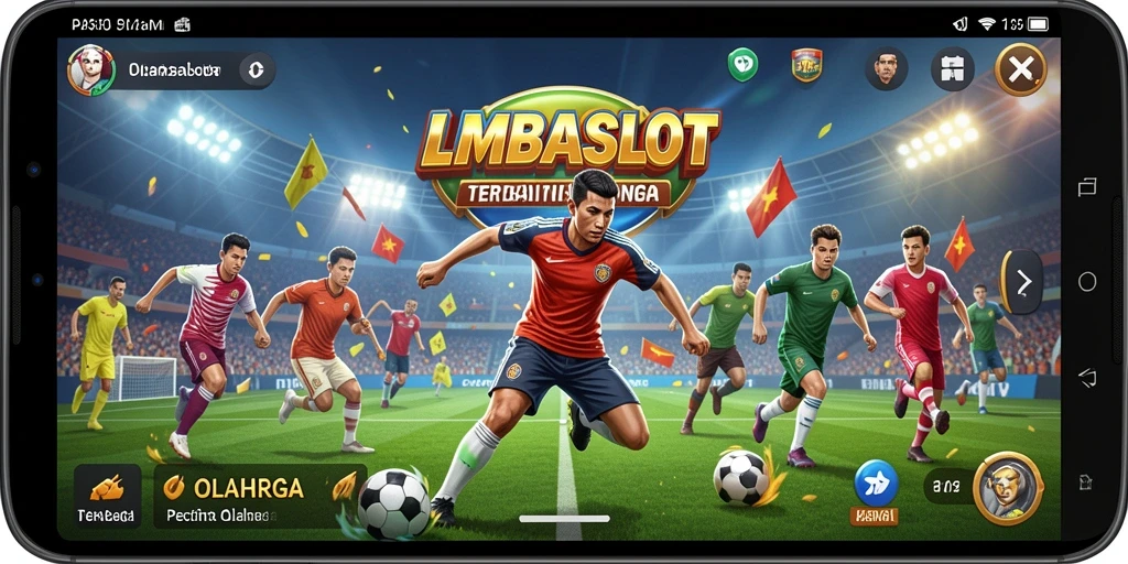 Screenshot gameplay LMBASLOT menampilkan aksi seru dalam permainan olahraga.