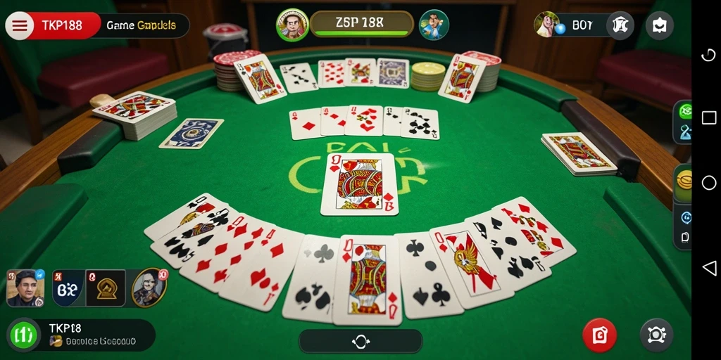 Screenshot gameplay TKP188 menampilkan suasana seru bermain Gaple.