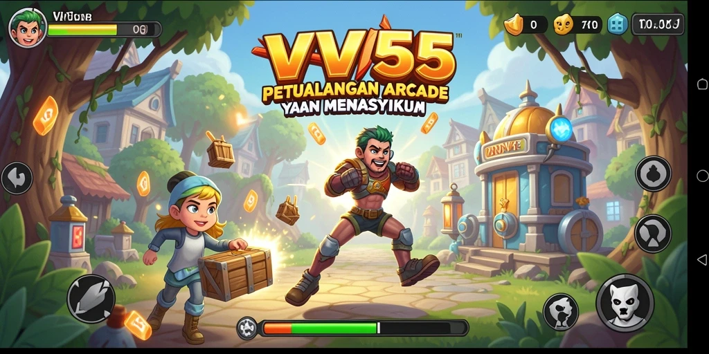 Screenshot dari gameplay VV55 yang menampilkan aksi seru dalam permainan arcade.